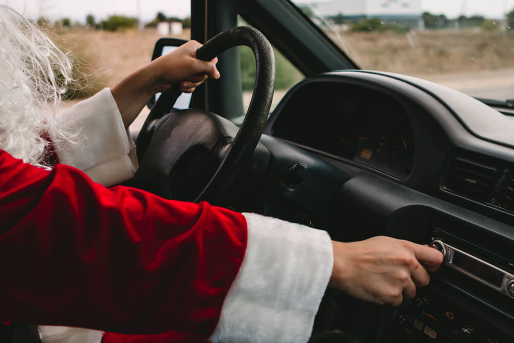 Santa in a van